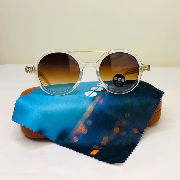 NEW KOMONO sunglasses Vivien Clear gold round main image 8
